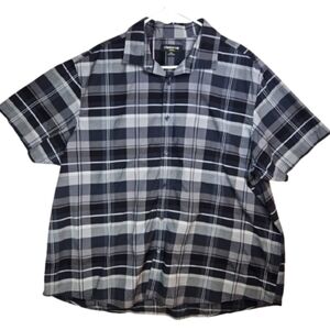 Claiborne Men's Multicolor Plaid 100% Cotton Short Sleeve Button Up Shirt XXL